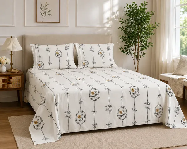 Glace_Cotton_|_Queen_Size_|_Flat_Bedsheet_|_Beige_Color_With_2_Pillow_Covers|_-_Gulmohar
