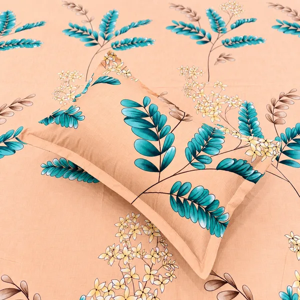 Gulmohar_-_Peach_Super_King_Size_Cotton_Bedsheet