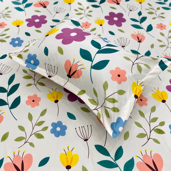 Gulmohar_-_White_With_Multi_Super_King_Size_Cotton_Bedsheet