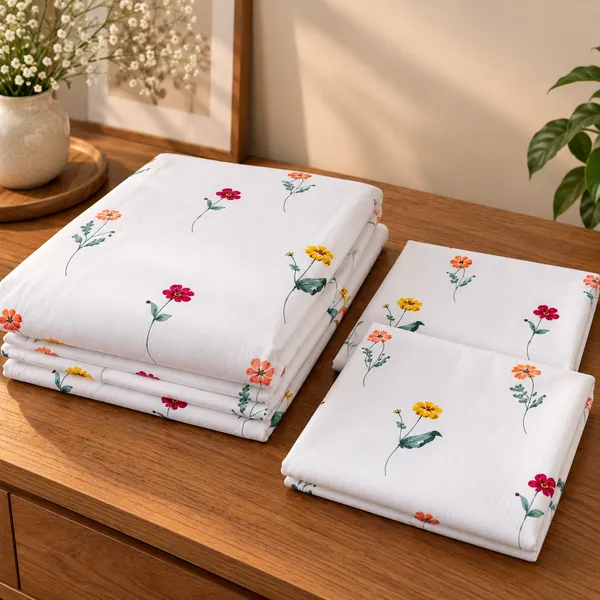 Cotton_|_Super_King_Size_|_Flat_Bedsheet_|_White_With_Yellow_|_2_Pillow_Covers|_-_Satrang