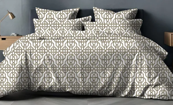 Royal_Abha_Pushp_-_White_And_Green_Cotton_Double_Super_King_Bedsheet_And_Pillow_Cover_For_Home_And_Decor
