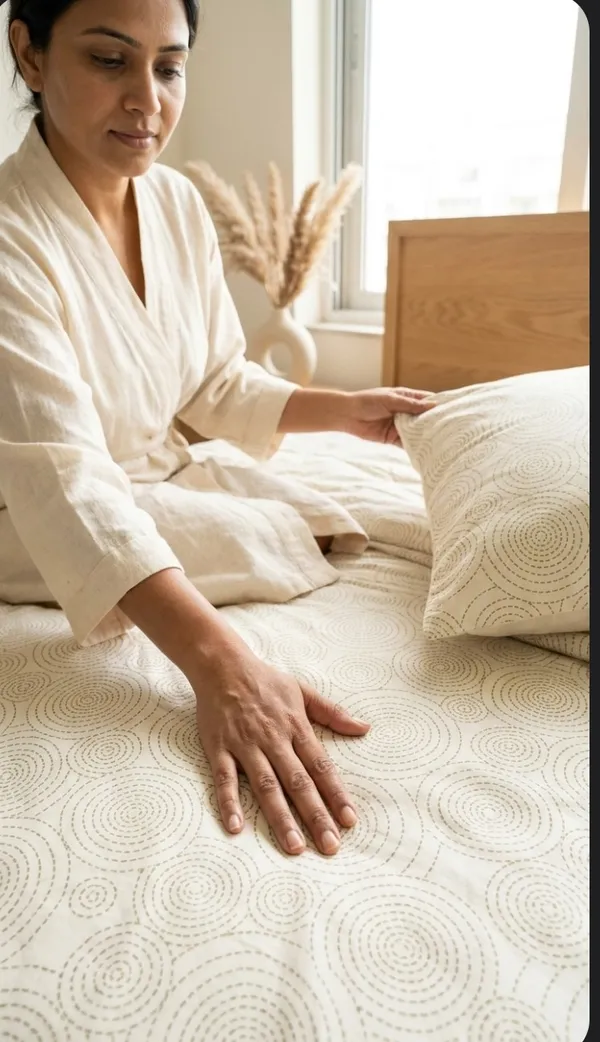 Cotton_|_Super_King_Size|_Flat_Bedsheet_|_White_With_Golden_Circle_|_2_Pillow_Covers|_-_Aabha_Collection