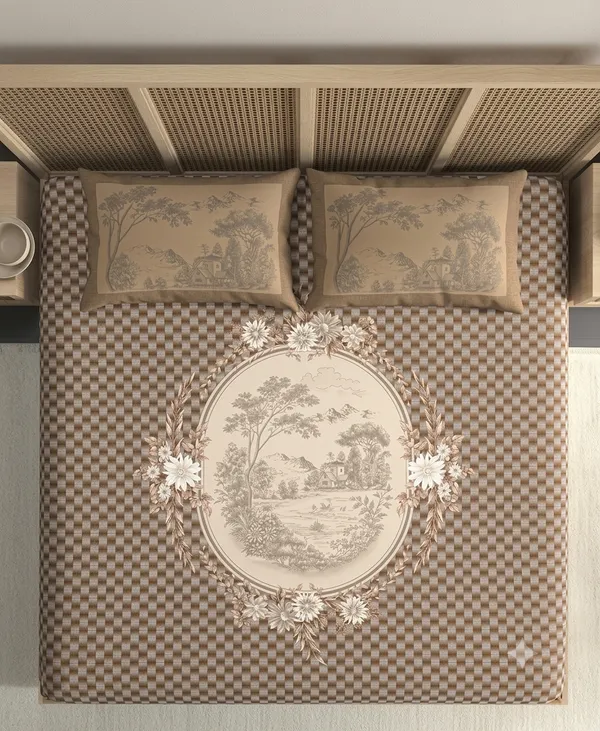 Kashish-_Brown_Super_King_Size_Cotton_Bedsheet