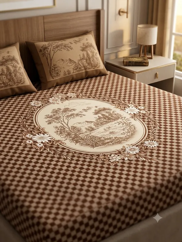 Kashish-_Dark_Brown_Super_King_Size_Cotton_Bedsheet