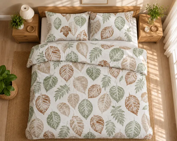 Glace_Cotton_|_Super_King_Size_|_Flat_Bedsheet_|_White_With_Leaves_Design_With_2_Pillow_Covers_|_-_Sukoon