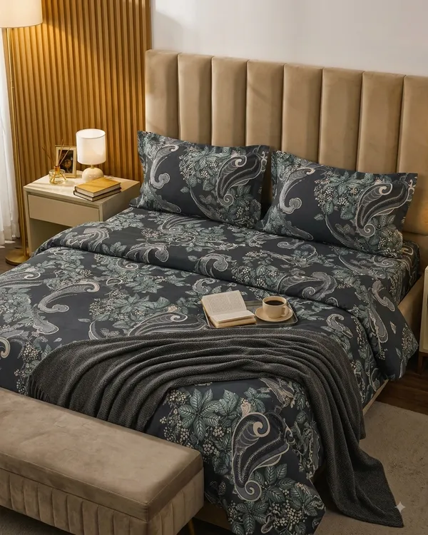 Lavanya_Collection_-_Dark_Grey_Queen_Size_Bedsheet