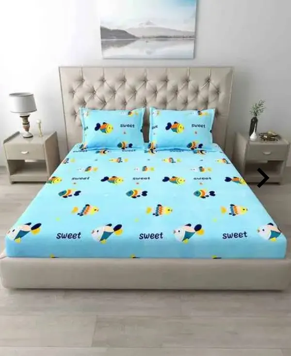 Cotton_Blend_|_Super_King_Size_|_Flat_Bedsheet_|_Blue_With_Little_Fish_Design_With_2_Pillow_Covers|_-_Little_Dreamers