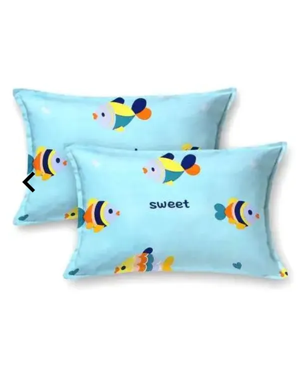 Cotton_Blend_|_Super_King_Size_|_Flat_Bedsheet_|_Blue_With_Little_Fish_Design_With_2_Pillow_Covers|_-_Little_Dreamers