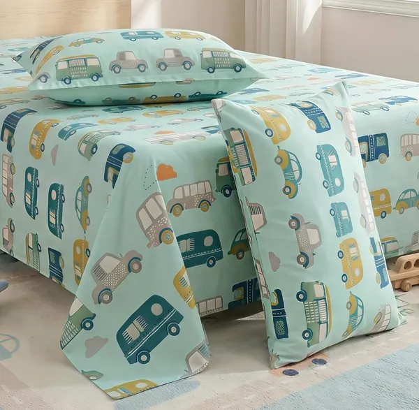 Cotton_Blend_|_Super_King_Size_|_Flat_Bedsheet_|_Blue_With_Multi_Cars_Design_With_2_Pillow_Covers|_-_Little_Dreamers