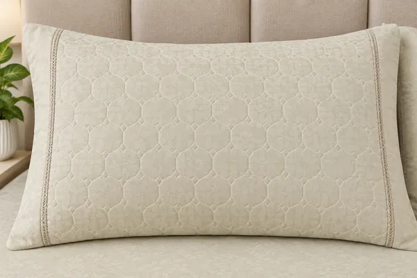 Cotton_Blended|_Super_King_Size_|_Flat_Bedsheet_|_Cream_With_2_Quilted_Pillow_Covers|_-_Aakriti