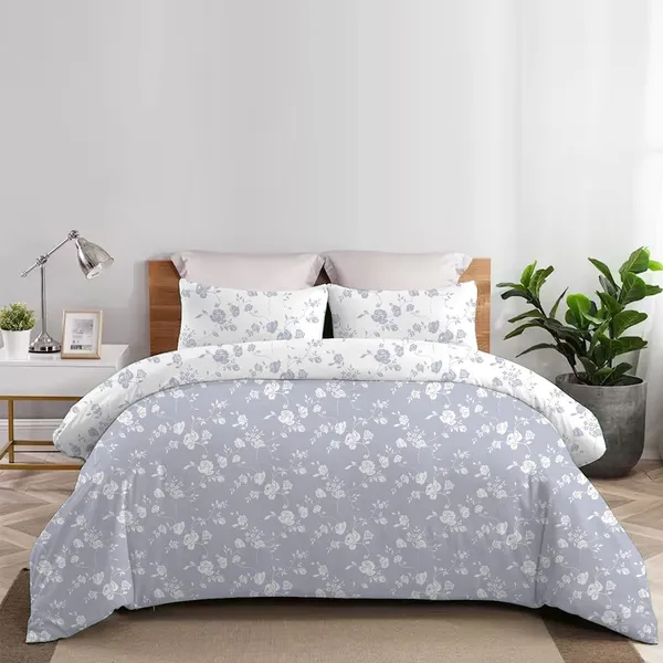White_And_Purple_Cotton_Double_Bedsheet_And_Pillow_Cover_For_Home_And_Decor