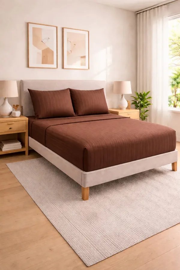 Cotton_|_Super_King_Size|_Flat_Bedsheet_|_Brown_With_2_Pillow_Covers|_-_Chitrangi