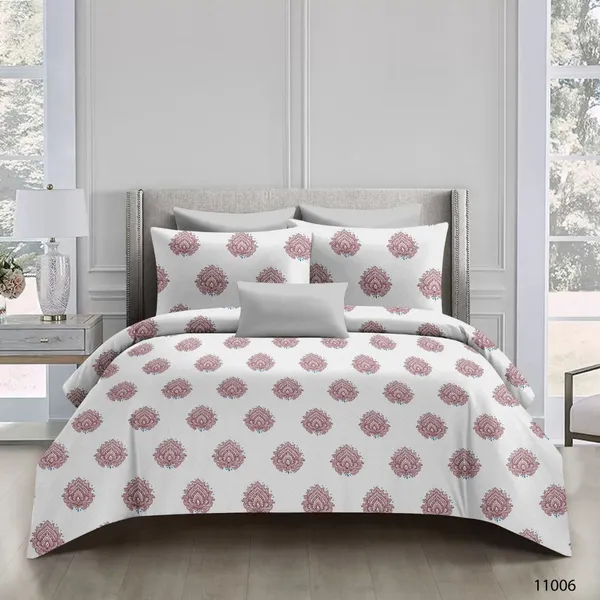 Royal_Abha_Pushp_-_White_And_Pink_Cotton_Double_Super_King_Bedsheet_And_Pillow_Cover_For_Home_And_Decor