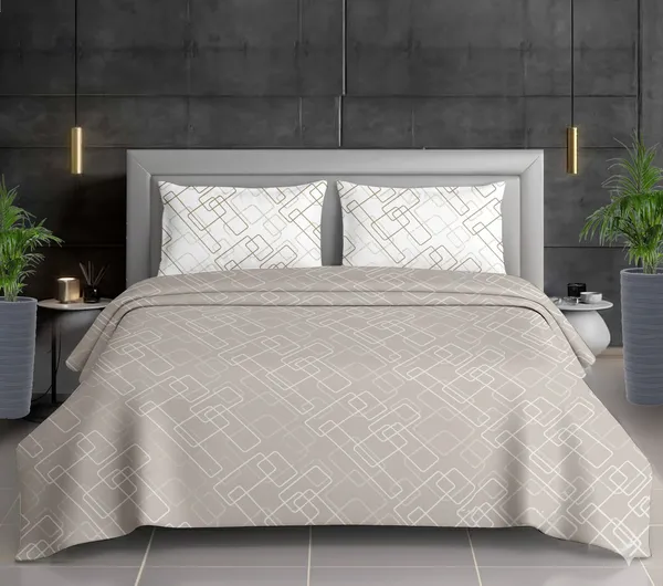 Beige_Cotton_Double_Bedsheet_And_Pillow_Cover_For_Home_And_Decor