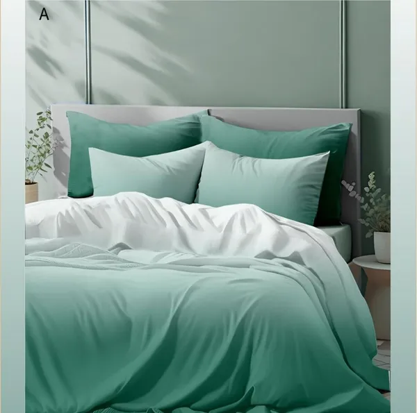 Cotton_|_Double_Bedsheet_|_Green_Dual_Tone_Color_With_2_Pillow_Covers_|_-_Niraali