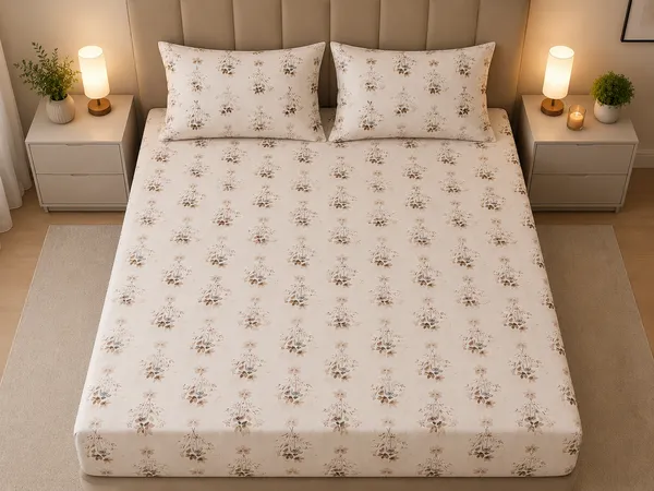 Pure_Linen_|_Super_King_Size_|_White_Color_Print_With_2_Pillow_Covers_|_-_Oat_Bloom