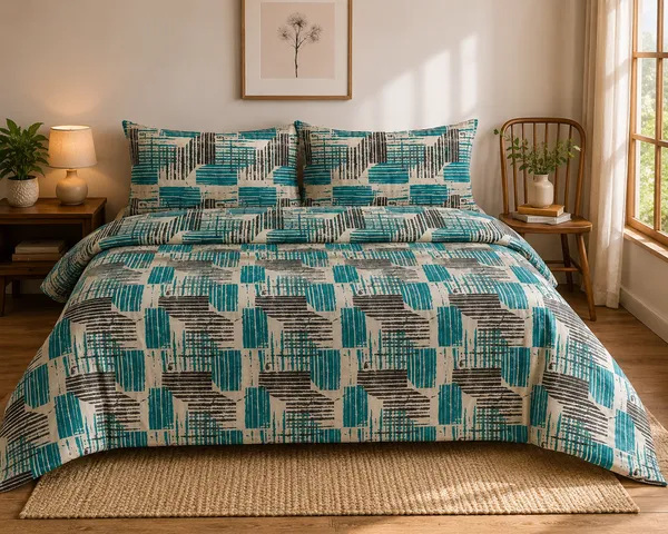 Cotton_|_Super_King_Size_|_Flat_Bedsheet_|_Green_Geometric_Design_With_2_Pillow_Covers|_-_Ojas_Collection