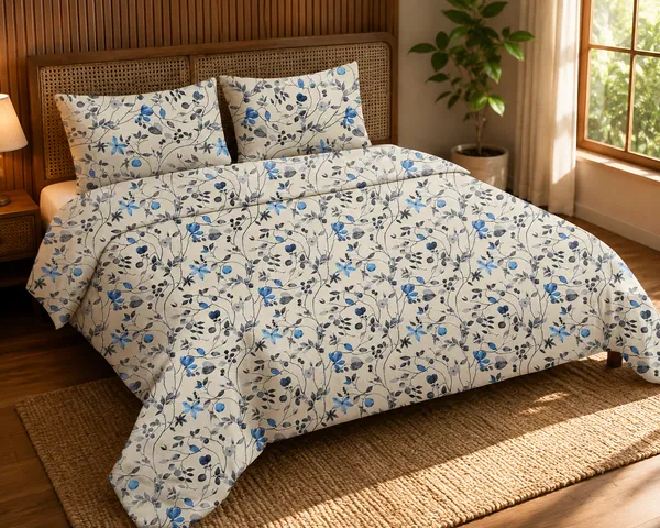 Cotton_|_Super_King_Size_|_Flat_Bedsheet_|_White_With_Blue_Flowers_With_2_Pillow_Covers|_-_Ojas_Collection
