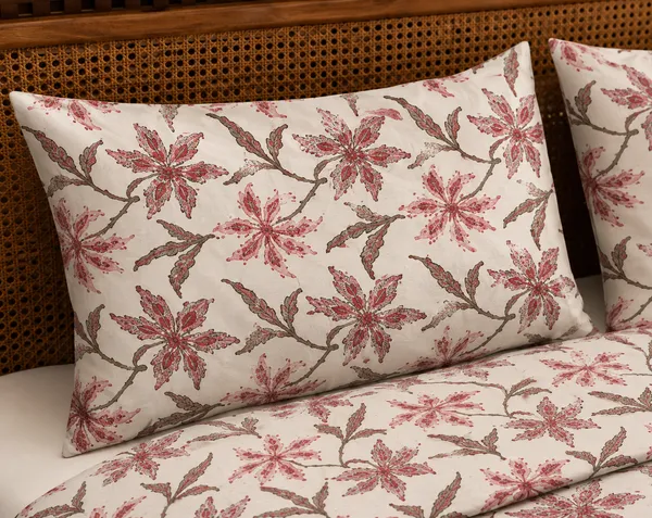 Cotton_|_Super_King_Size_|_Flat_Bedsheet_|_White_With_Pink_Color_With_2_Pillow_Covers|_-_Ojas_Collection