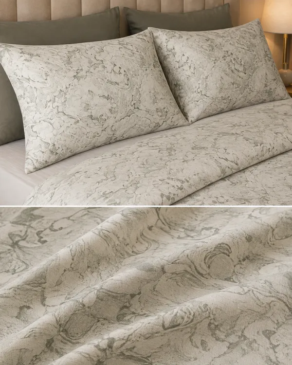 Cotton_|__Super_King_Size_|_Bedsheet_|_Cream_Marble_Finish_Pattern_|_2_Pillow_Covers|_-Onyx