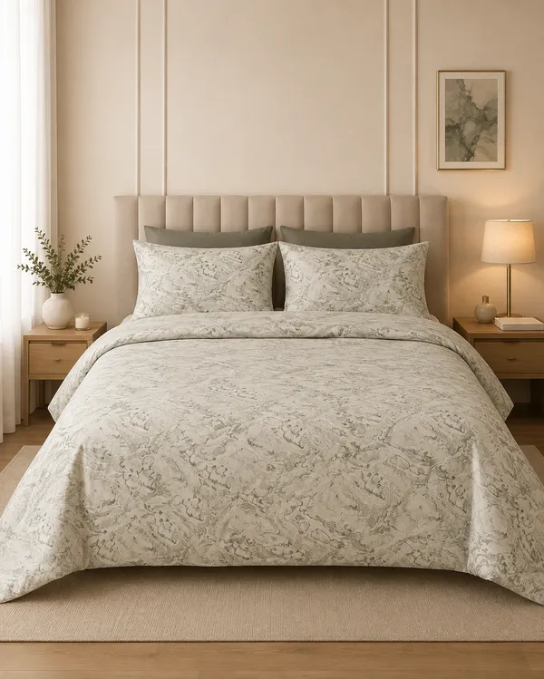 Cotton_|__Super_King_Size_|_Bedsheet_|_Cream_Marble_Finish_Pattern_|_2_Pillow_Covers|_-Onyx