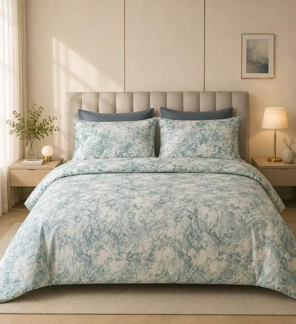 Cotton_|__Super_King_Size_|_Bedsheet_|_Sky_Blue_Marble_Finish_Pattern_|_2_Pillow_Covers|_-Onyx