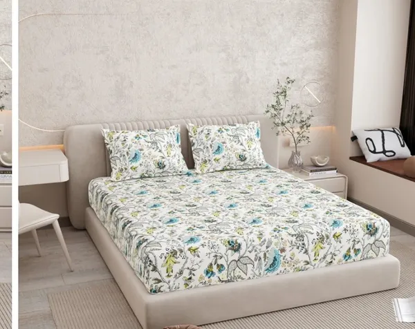 Cotton_|_King_Size_|_Flat_Bedsheet_|_White_With_Multicolor_With_2_Pillow_Covers|_-_Pankhuri