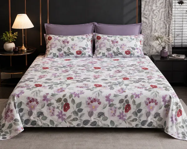 Cotton_|_King_Size_|_Flat_Bedsheet_|_White_and_Purple_Color_With_2_Contrast_Pillow_Covers|_-_Platinum
