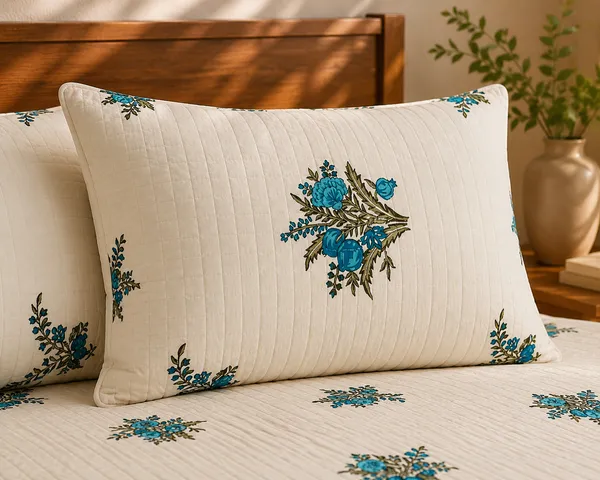 Cotton_|__King_Size_|_Flat_Bedsheet_|White_With_Blue_Flowers_|_2_Quilted_Pillow_Covers|_-_Pushkarni