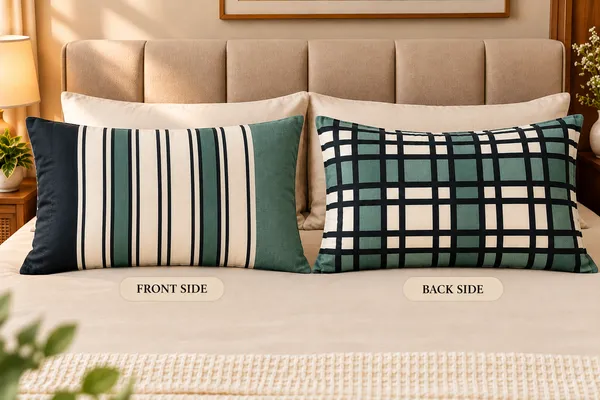 Cotton_|__Super_King_Size_|_Flat_Bedsheet_|_Green_With_Blue_Design_|_2_Pillow_Covers|_-_Marina