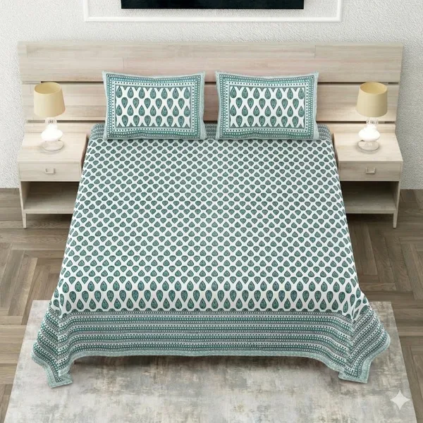 Cotton_|_Super_King_Size_|_Bedsheet_|_Blue_Color_With_2_Pillow_Covers_|_-_Raas