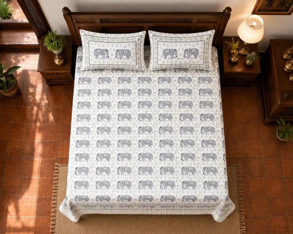 Royal_Walk-_White_with_Elephant_Print_King_Size_Bedsheet