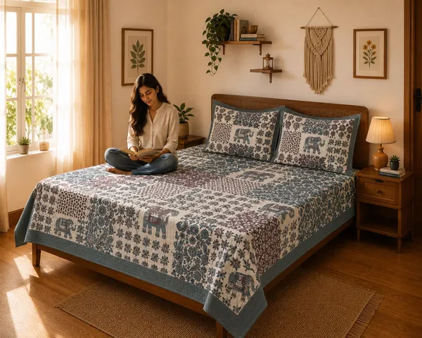 Cotton_|_King_Size_|_Flat_Bedsheet_|_Blue_With_Elephant_Print_With_2_Pillow_Covers|_-_Royal_Walk
