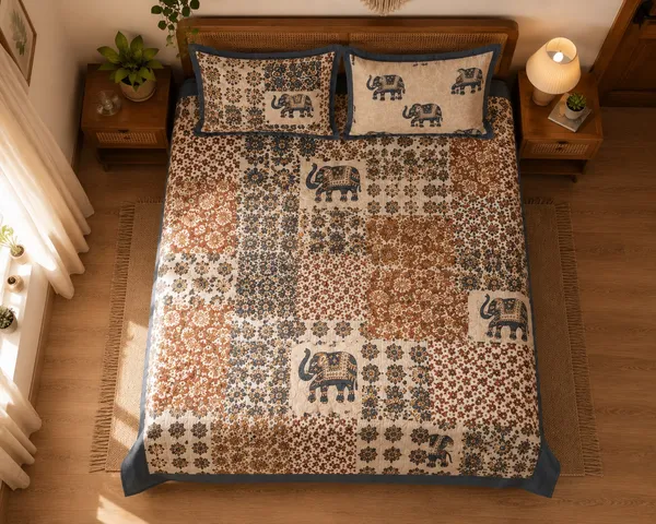Cotton_|_King_Size_|_Flat_Bedsheet_|_Grey_With_Elephant_Print__With_2_Pillow_Covers|_-_Royal_Walk