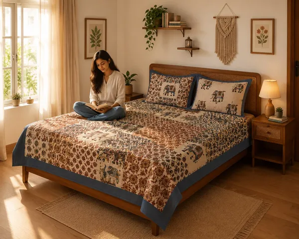 Cotton_|_King_Size_|_Flat_Bedsheet_|_Grey_With_Elephant_Print__With_2_Pillow_Covers|_-_Royal_Walk