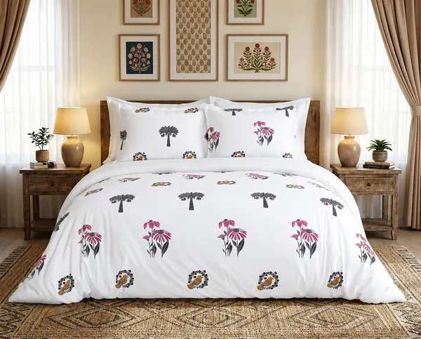 Satrang_-_White_With_Pink_Flowers_Super_King_Size_Cotton_Bedsheet