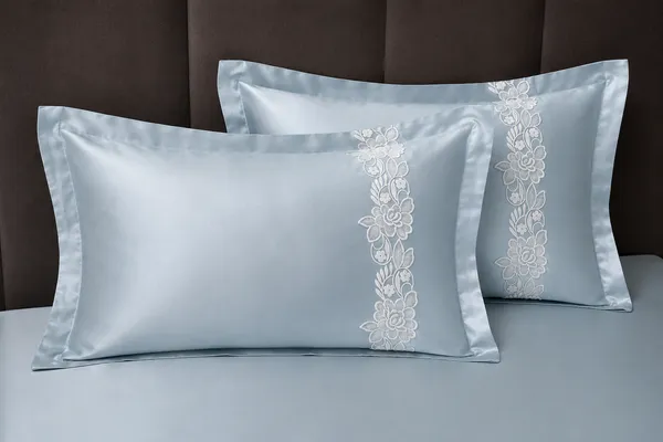 Satin_|_Super_King_Size_|_Flat_Bedsheet_|_Sky_Blue_With_Lace_on_2_Pillow_Covers|_-_Silken_Shine