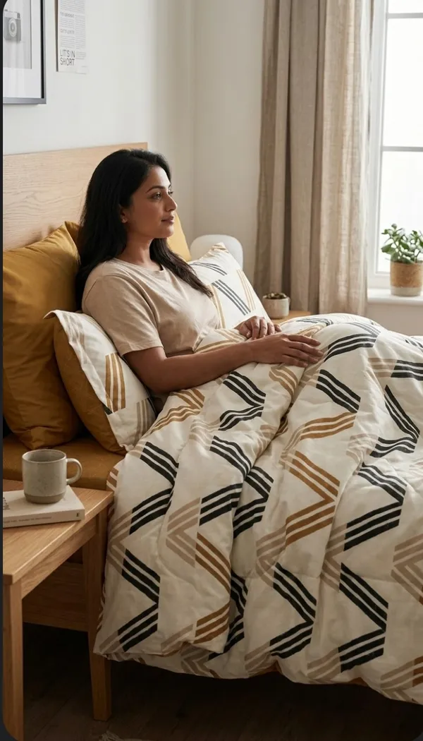 Cotton_|_King_Size_|_Fitted_Bedsheet_|_Cream_With_Pattern_Design_With_2_Pillow_Covers_|_-_Snug_Fitted