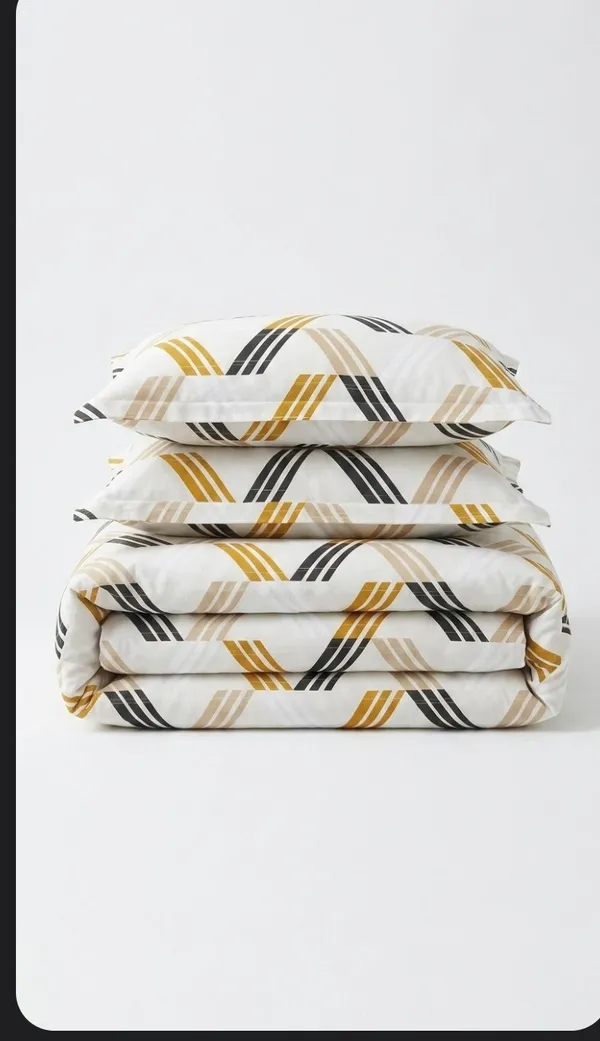 Cotton_|_King_Size_|_Fitted_Bedsheet_|_Cream_With_Pattern_Design_With_2_Pillow_Covers_|_-_Snug_Fitted