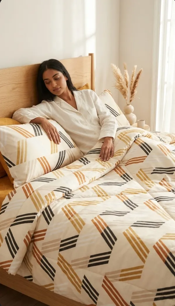 Cotton_|_King_Size_|_Fitted_Bedsheet_|_Cream_With_Pattern_Design_With_2_Pillow_Covers_|_-_Snug_Fitted