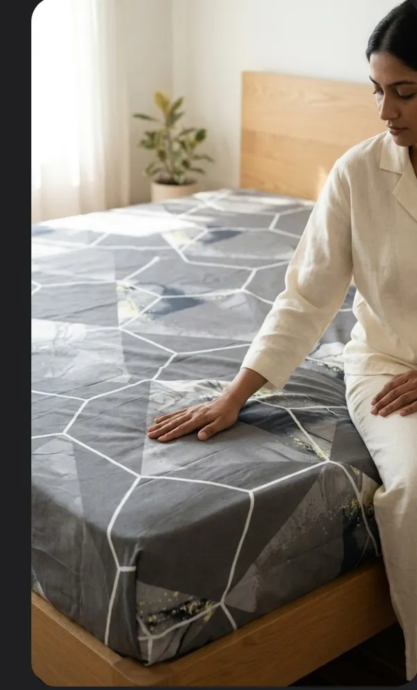 Cotton_|_King_Size_|_Fitted_Bedsheet_|_Grey_With_2_Pillow_Covers_|_-_Snug_Fitted