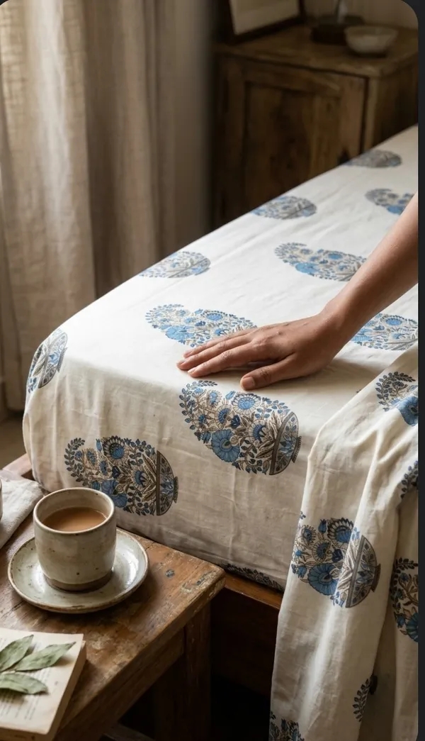 Cotton_|__Super_King_Size_|_Bedsheet_|_White_With_Blue_Handblock_|_2_Pillow_Covers|_-Star_Loom