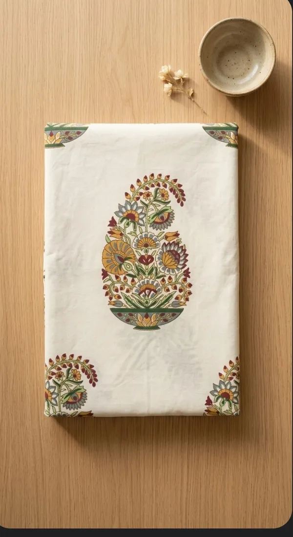 Cotton_|__Super_King_Size_|_Bedsheet_|_White_With_Mutlicolor_Handblock_|_2_Pillow_Covers|_-Star_Loom