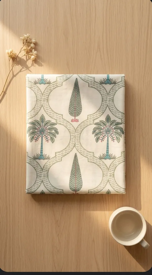 Cotton_|__Super_King_Size_|_Bedsheet_|_White_With_Multi_Handblock_|_2_Pillow_Covers|_-Star_Loom