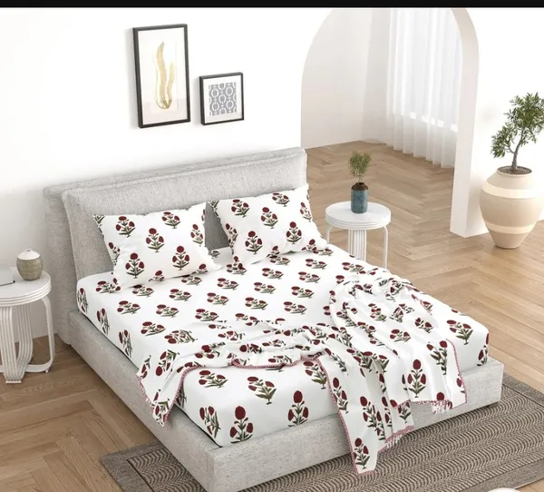 Star_loom_-_White_with_Red_flowers_Super_King_Handblock_Bedsheet_for_Home_and_Decor