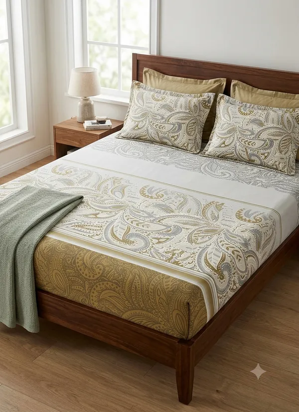Cotton_|_Super_King_Size_|_Flat_Bedsheet_|_Brown_Color_With_2_Pillow_Covers|_-_Utkarsh