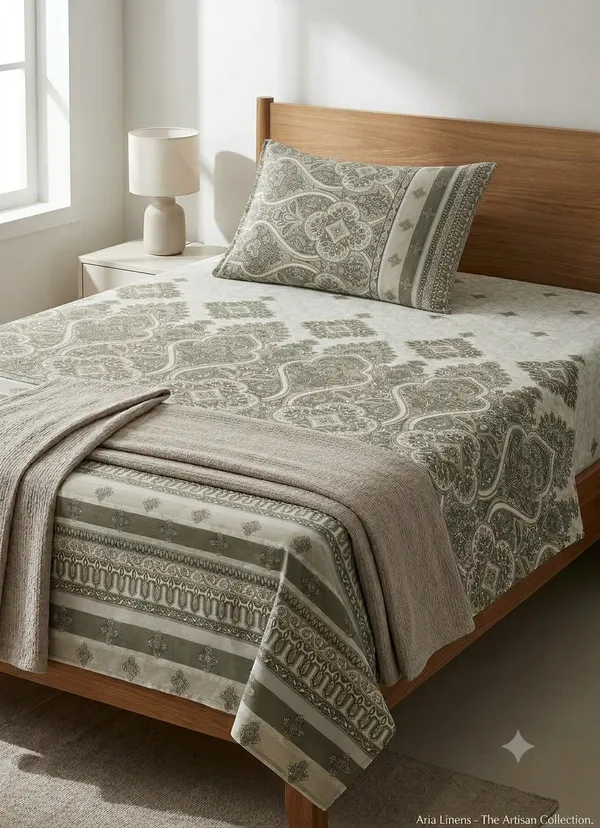 Cotton_|_Super_King_Size_|_Flat_Bedsheet_|_Multi_Color_With_2_Pillow_Covers|_-_Utkarsh