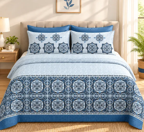 Cotton_|_Super_King_Size_|_Flat_Bedsheet_|_Blue_Color_With_2_Pillow_Covers|_-_Utkrisht