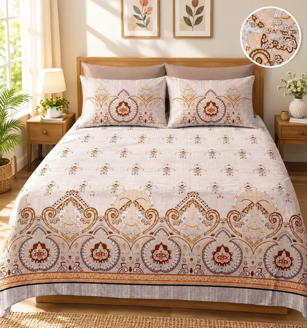 Cotton_|_Super_King_Size_|_Flat_Bedsheet_|_Multi_Color_With_2_Pillow_Covers|_-_Utkrisht