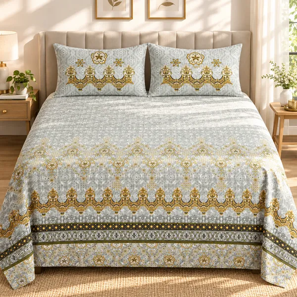 Cotton_|_Super_King_Size_|_Flat_Bedsheet_|_Multi_Color_With_2_Pillow_Covers|_-_Utkrisht